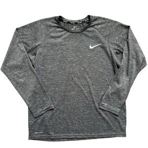 Nike Swim Dri-Fit Shirt Mens Medium Gray Long Sleeve UPF 40+ Sun Protection